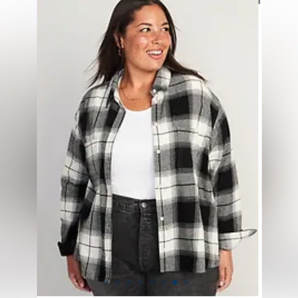 🆕 RESERVED E4L Old Navy Women’s Cropped Plaid Flannel Boyfriend Shirt TALL - Picture 7 of 14